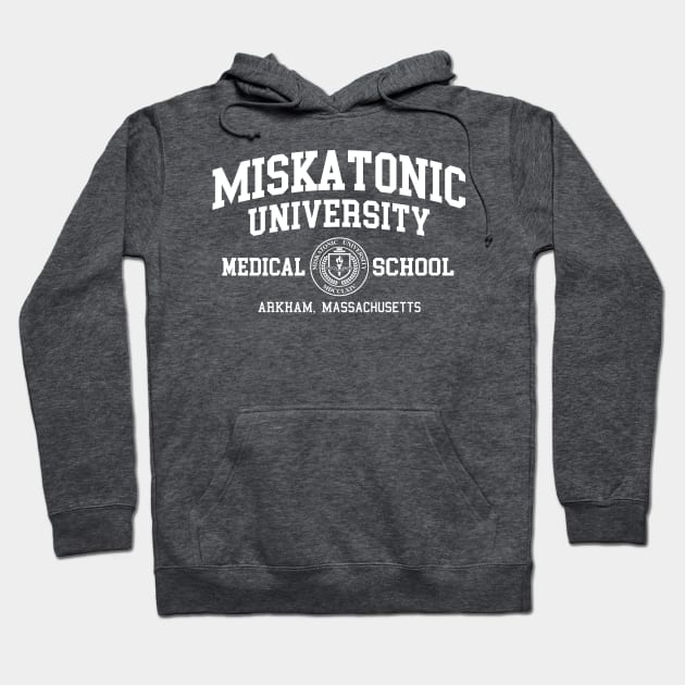 Miskatonic University White Print Hoodie by The Island of Misfit Props